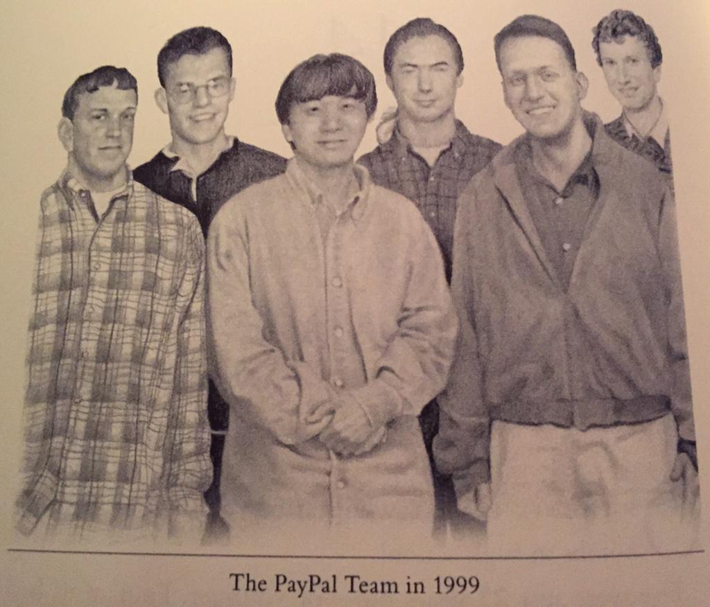 The @PayPal Team in 1999: Ken Howery, Max Levchin, Yu Pan, Russ Simmons,  Peter Thiel, Luke Nosek.