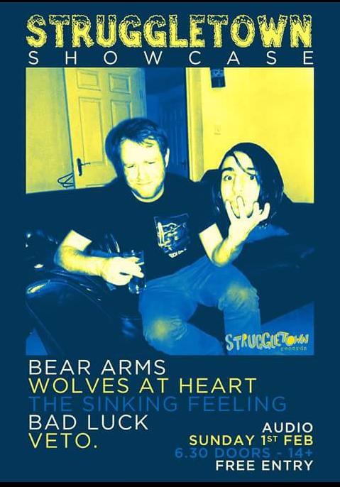 Bad Luck (@badluck_forever) on Twitter photo Free show! Sun1st Feb. 14+ <a href="/BearArmsuk/">Bear Arms</a> <a href="/wolvesatheart/">Wolves At Heart</a> <a href="/thesinkingfeeln/">The Sinking Feeling</a> <a href="/struggledudes/">Struggletown</a> #punkrock #indie #glasgow Free show! Sun1st Feb. 14+ <a href="/BearArmsuk/">Bear Arms</a> <a href="/wolvesatheart/">Wolves At Heart</a> <a href="/thesinkingfeeln/">The Sinking Feeling</a> <a href="/struggledudes/">Struggletown</a> #punkrock #indie #glasgow