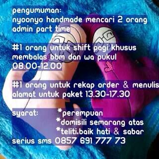 ayuningtyas_i's tweet photo. @tembalang #parttime #admin #nyonyohandmade http://t.co/QIR7MYz3hO