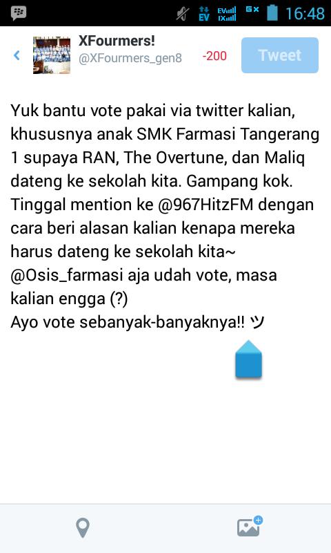 XFourmers_gen8's tweet photo. Yuk mari kita berpartisipasi agar @TheOvertunes, RAN, atau Maliq and D'Esentials dateng ke sekolah kita! http://t.co/fSdxykJCgY