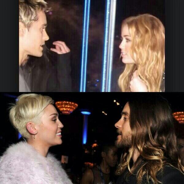 Lestat_7_11_176's tweet photo. Bwaaahaahaaa!!! @JaredLeto &amp; @MileyCyrus

Guys look at their hairstyle :)) http://t.co/UEDLU7NOI0