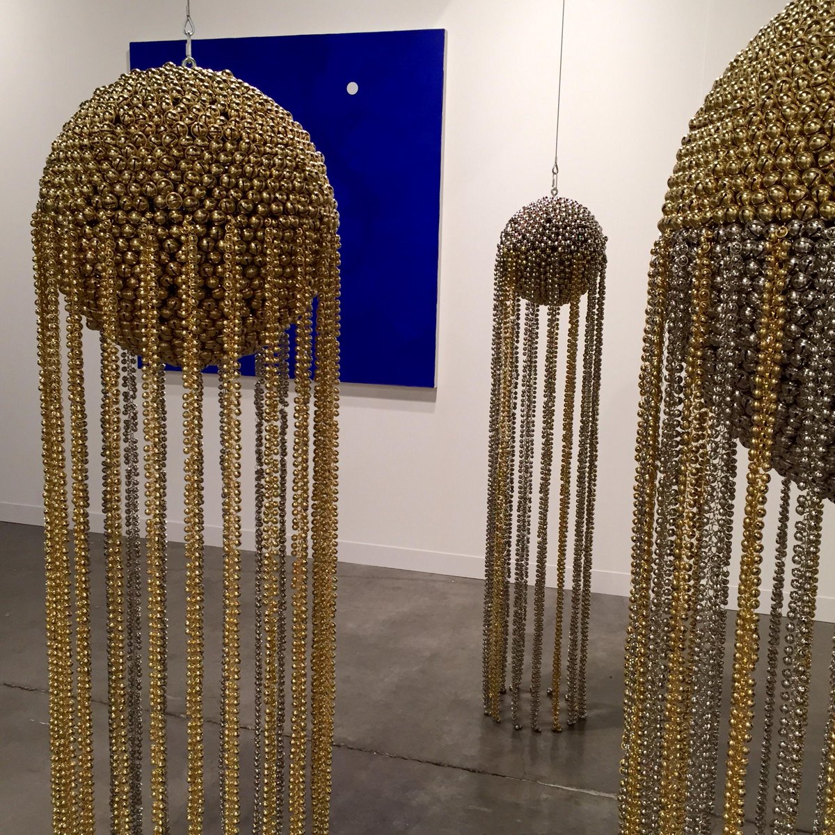 ArtBasel's tweet photo. Painting by Heimo Zobernig + sculptures by Haegue Yang at @GChantalCrousel #ABMBgalleries #ArtBasel http://t.co/wAkqa2XHrl