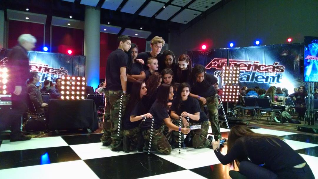 Oswego HS step team at AGT auditions
