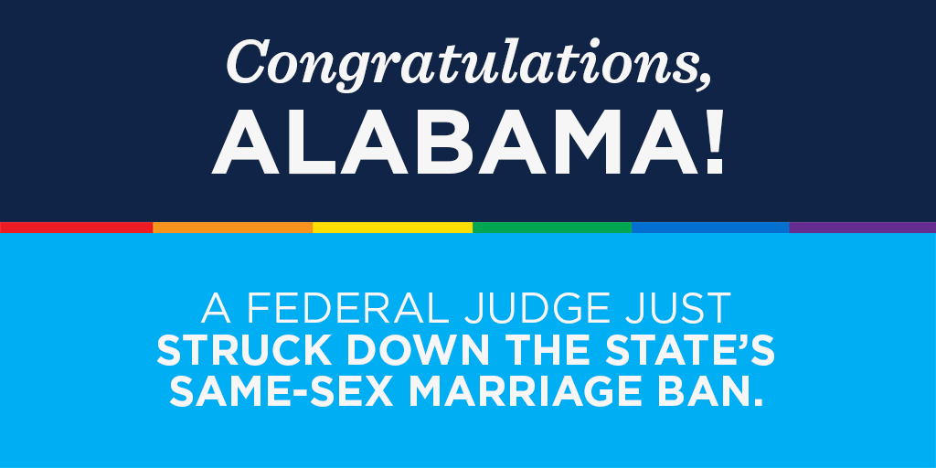 KennettDems's tweet photo. Fed Judge Rules Against Alabama Same-Sex Marriage Ban http://t.co/xpCNETgPsK  (Next: SCOTUS nationwide ruling) http://t.co/L2embst4P0