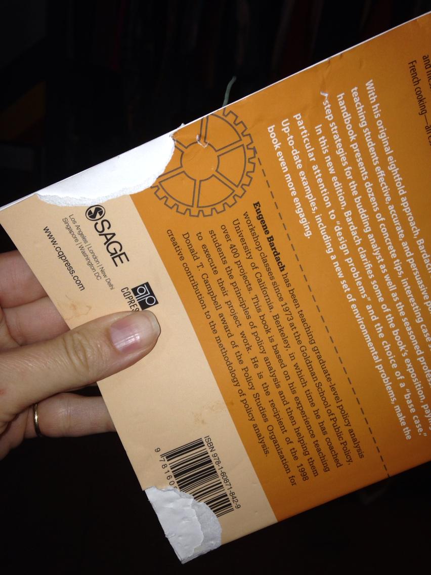 MisisipiQueen's tweet photo. The dog ate my... @USCPrice #PPD546 textbook. Bad Sadie! http://t.co/grUkE6nPE1
