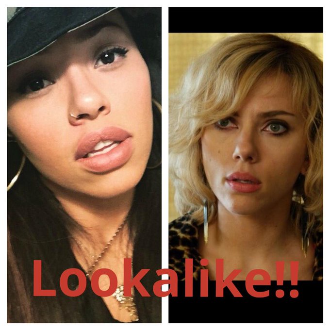Is this a lookalike chick from the movie LUCY and talented artist ELLE VARNER aka the refill girl http://t