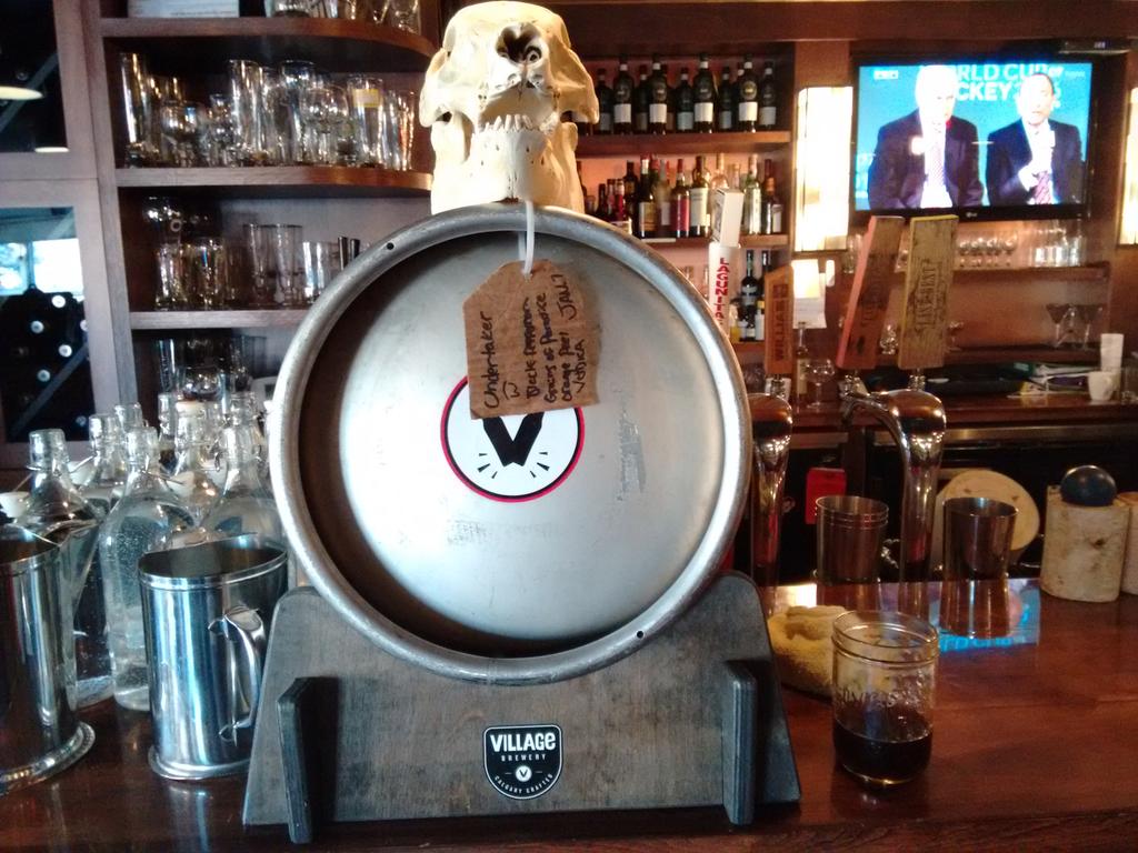 VillageSam's tweet image. THE UNDERTAKER. Our new Black Saison Cask tapped at @The_BrassKens waiting to take you to the River Styx.