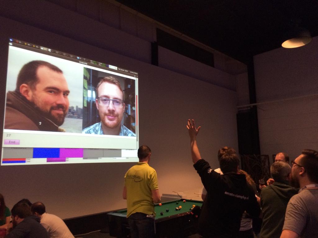 thatpodcast's tweet image. What is &quot;That Podcast?&quot; @beausimensen &amp;amp; @davedevelopment as the answer for @jmikola&apos;s #PHPJeopardy at #phpbnl15!