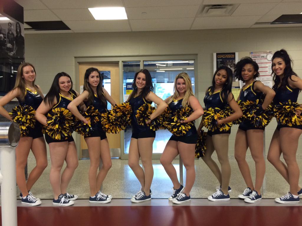 NeumannDance's tweet photo. Check out #NUdanceteams new uniforms! Showing them off at the men's basketball game today! http://t.co/7Pr9EQotIk