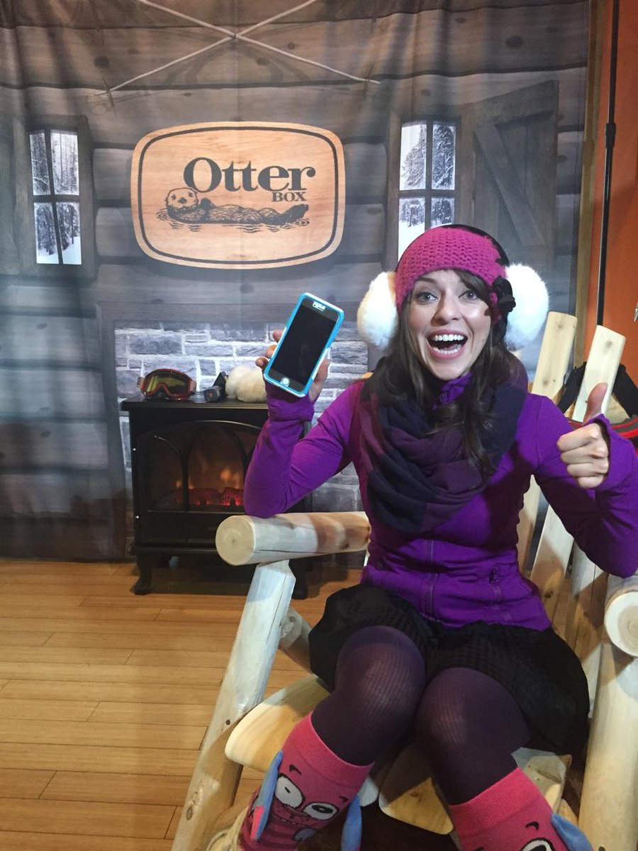 OtterBox's tweet photo. .@OlgaKay is rocking #AlphaGlass , #CommuterWallet and some pretty sweet socks @sundancefest http://t.co/bIX3hogz7S