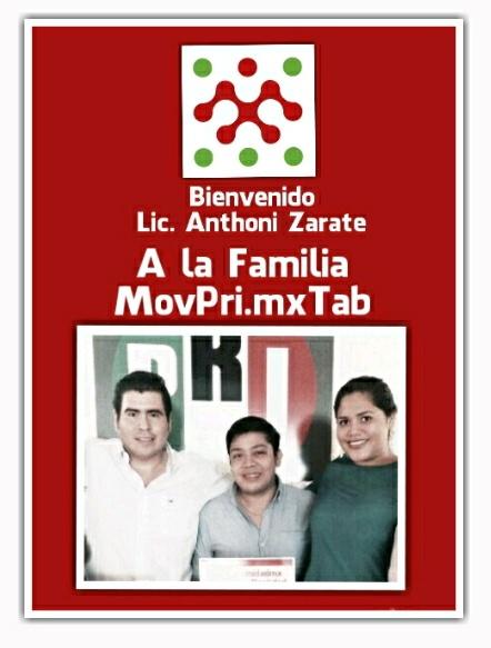 1608Ely's tweet photo. Bienvenido Lic. @thonyzarate a la #FamiliaPri.mxTab y un abrazo digital  @Fabian_Ocampo @maica_114  tenga #FelizDía http://t.co/gd3wSLvckk