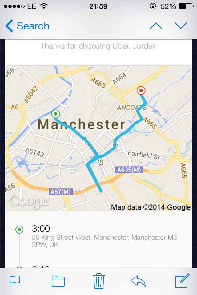 JordenSweet's tweet photo. @Uber_MCR think your taking me for a ride here! back to @streetcarsmcr for me! http://t.co/v8s2UawAhH