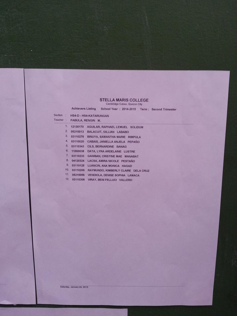 SPSMC2015's tweet photo. no 4A/B as of now! congrats to all 4th year achievers! http://t.co/8uEvgHhuMJ