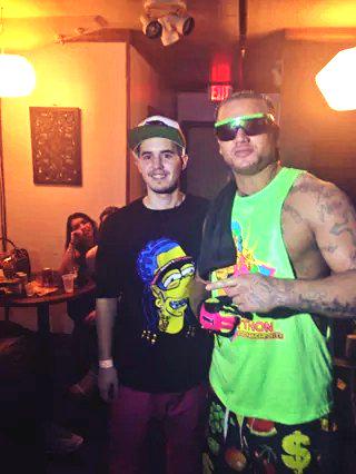 CalebShipley28's tweet photo. @JODYHiGHROLLER came thru Charleston in the candy bobsled last night #NEONiCON #RiFFRAFF #NEONPYTHON http://t.co/gCV0QtLFcD