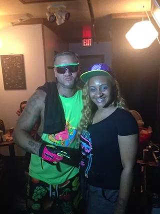 CalebShipley28's tweet photo. @JODYHiGHROLLER came thru Charleston in the candy bobsled last night #NEONiCON #RiFFRAFF #NEONPYTHON http://t.co/gCV0QtLFcD