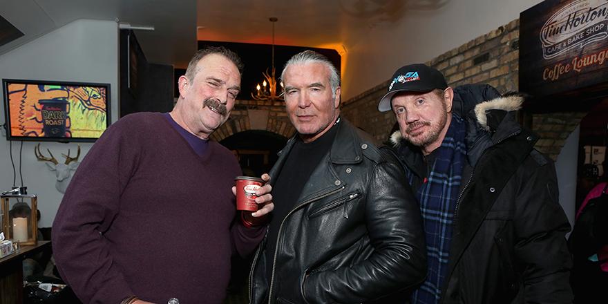 TimHortonsUS's tweet photo. Professional wrestlers Jake ‘The Snake’ Roberts, Scott Hall and Diamond Dallas enjoy a little Tims at #ChefDance2015. http://t.co/nGseWS1roB