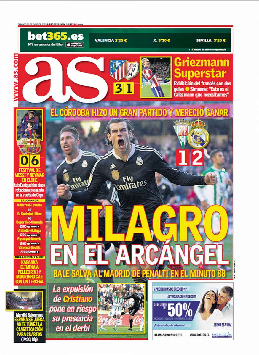 diarioas's tweet photo. La portada de AS de hoy: Milagro en el Arcángel http://t.co/mlIOzhwP3h http://t.co/tCIAhgzm73