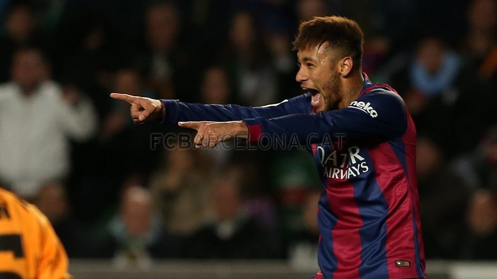 INDOBARCA_PDG's tweet photo. Neymar celebration #ELCFCB #BarcaPict http://t.co/f0ijynwJTP