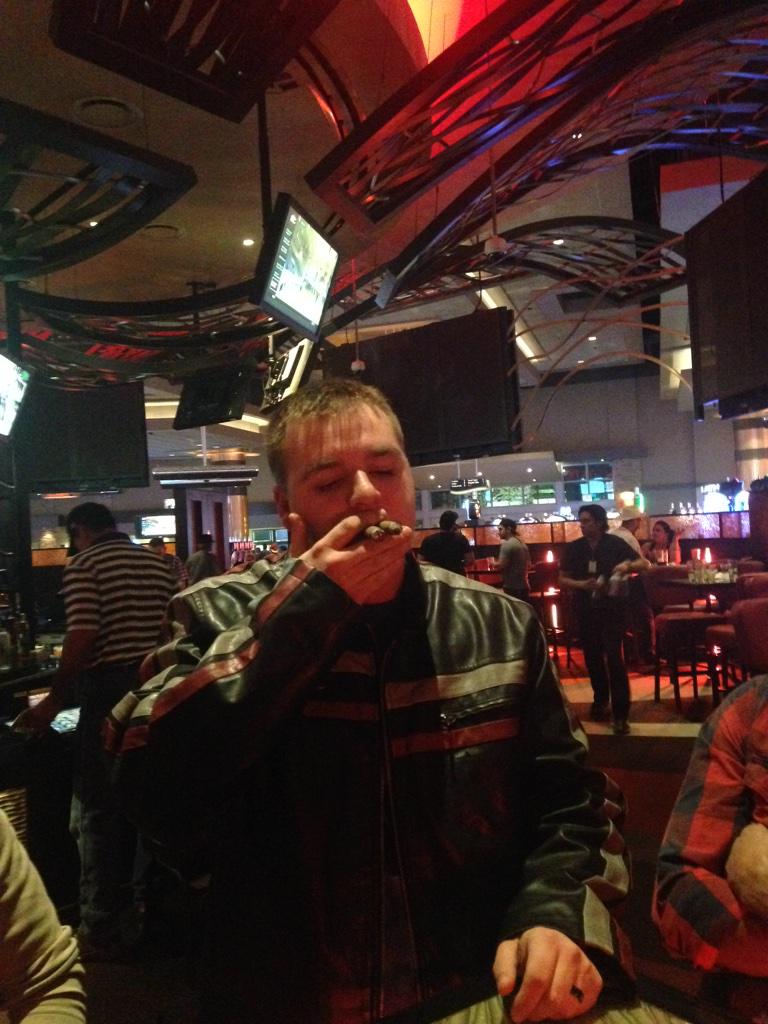 PartyBrent's tweet photo. Two cigars, because fuck living to 80 http://t.co/qMhm8A2pgq