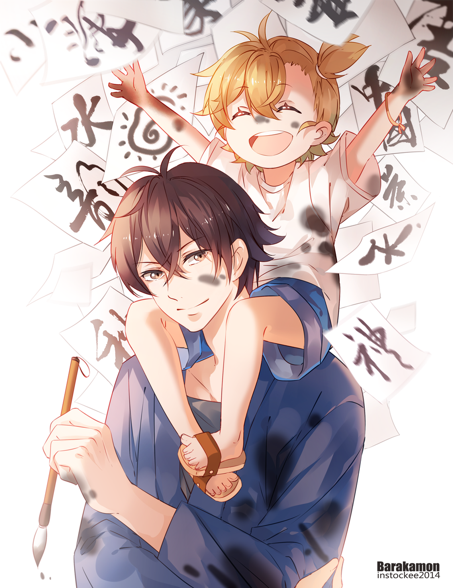 kotoishi naru and handa seishuu (barakamon) drawn by igneous25