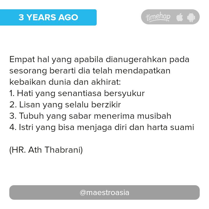 MaestroBdg's tweet photo. 4 hal kebaikan dunia akhirat http://t.co/UdUOHVnYDG