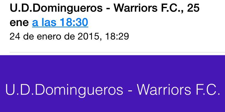 uddomingueros's tweet photo. Apasionante partido el que nos espera hoy a las 18:30H contra Warriors F.C. Uno de nuestros rivales mas directos. http://t.co/vSwSdO2GlJ