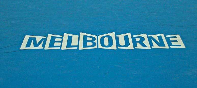 byAlexPerry's tweet photo. Annual moan about the asymmetrical Melbourne logo at the Australian Open http://t.co/KVT7vXlC9F