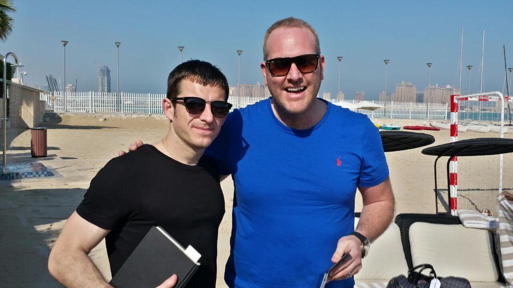 Met the @Everton team in Doha, travelled from dubai #leightonbaines #duncanferguson #kevinmirrales #bluesontour