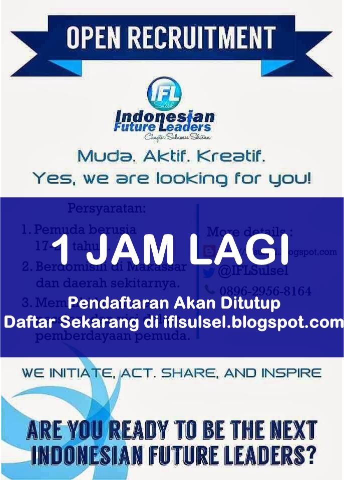 "<a href="/IFLSulsel/">IFL Sulsel</a>: #infoIFL 1 Jam lg pendaftaran akan ditutup loh. Daftarkan dirimu skrg jg di iflsulsel.blogspot.com/2015/01/rekrut… "

AYO