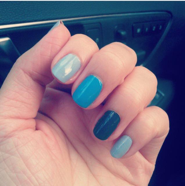 Great Manicure  #SundayFunday #mimosa #bluenails #nailart #trend #Houston #rumorhasitdayspa #blue #nails #manicures