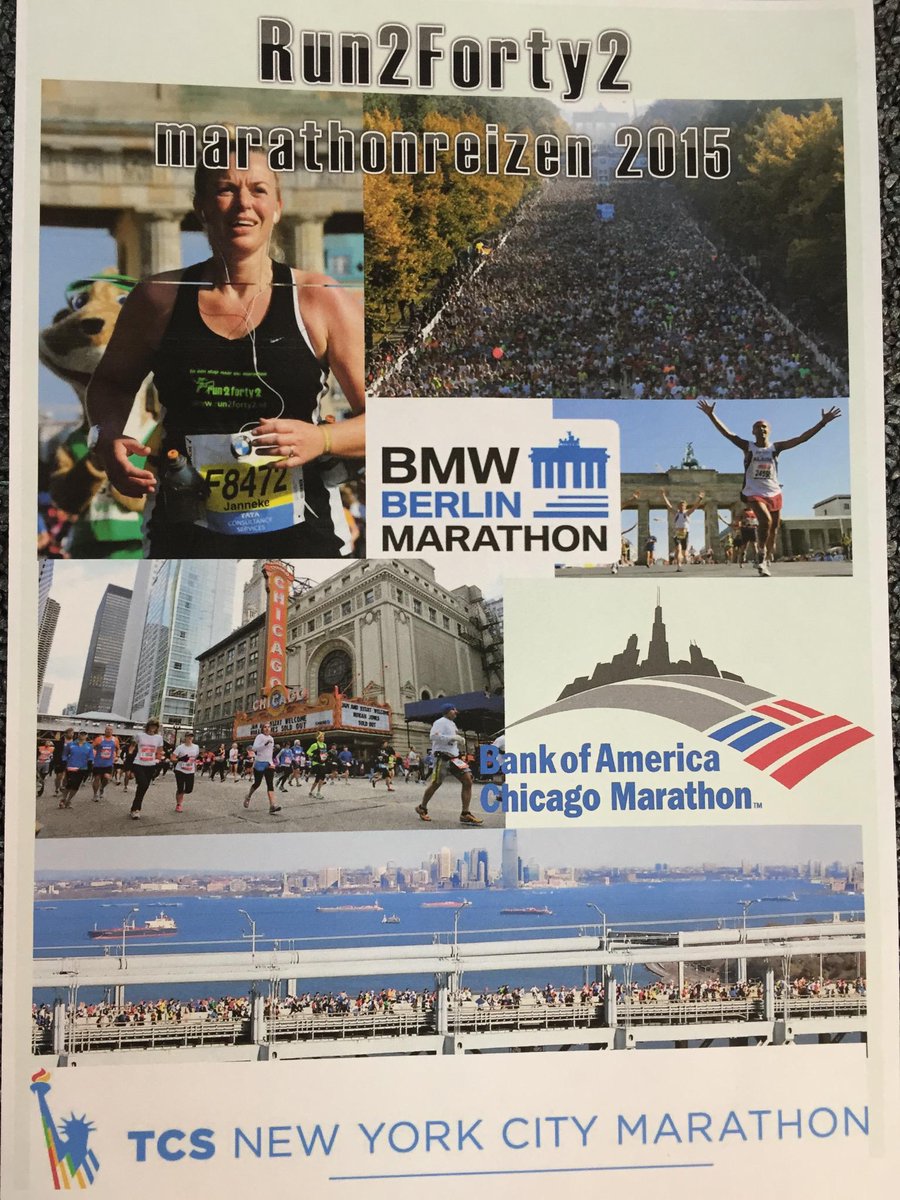 samblom68's tweet photo. brochures #marathonnewyork #marathonberlijn #marathonchicago zijn uit!! Vraag op via info@run2forty2travel.nl http://t.co/7H1wGGhDZx