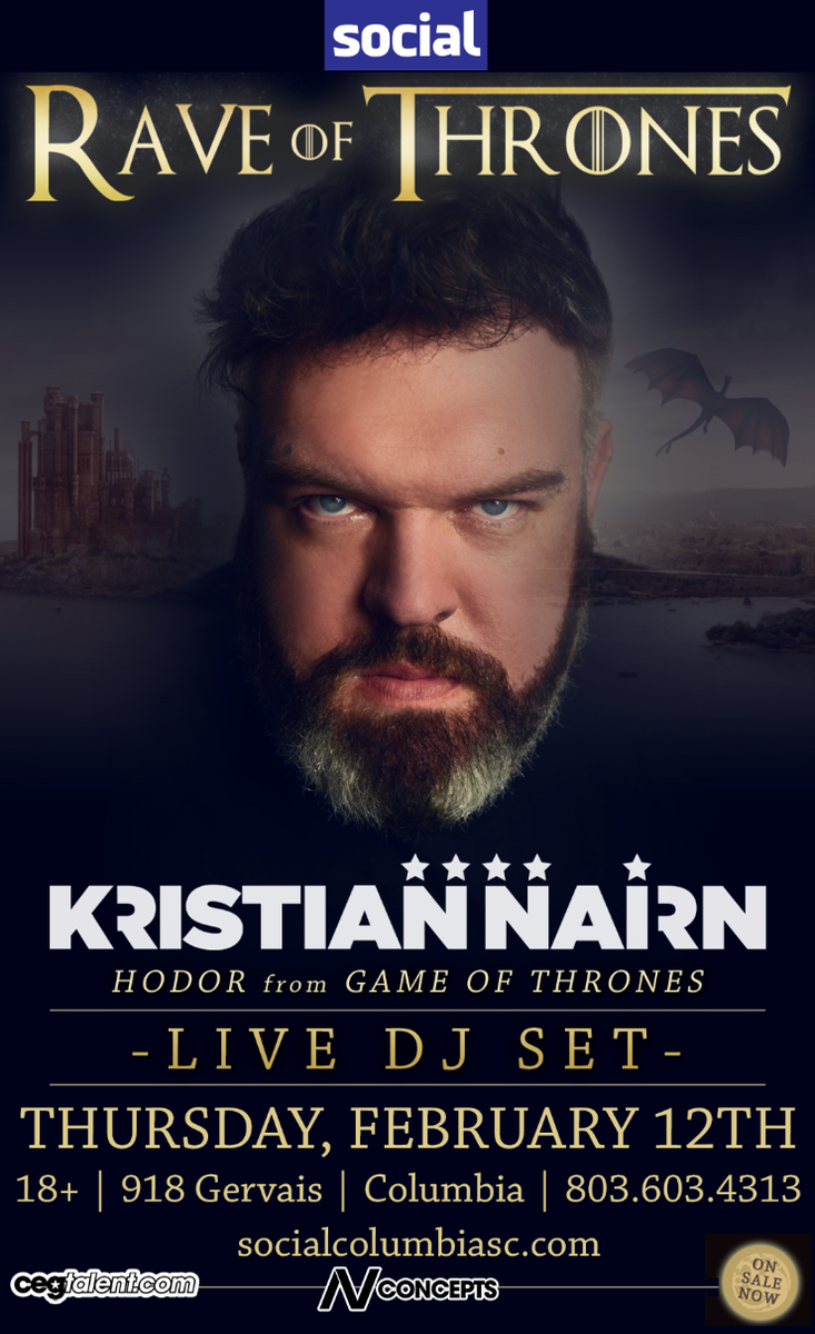 CarolinaEDMcom's tweet photo. JUST ADDED!
- Feb. 12th: #RaveOfThrones ft. @KristianNairn at @BarSocial
INFO/TIX: http://t.co/D6IORUNUKy http://t.co/H4lFP6Afkm