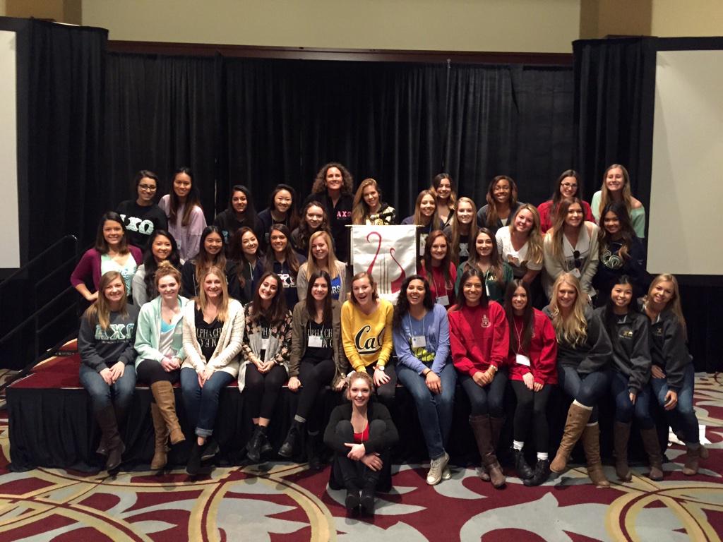 Our ladies hanging out with other fellow Californians in Indy 😎 #AXOLA15