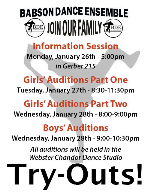 BabsonDance's tweet photo. Who's ready to become a part of the @BabsonDance family? Try-outs happening this week! #bde #auditions http://t.co/ry715Ua16R