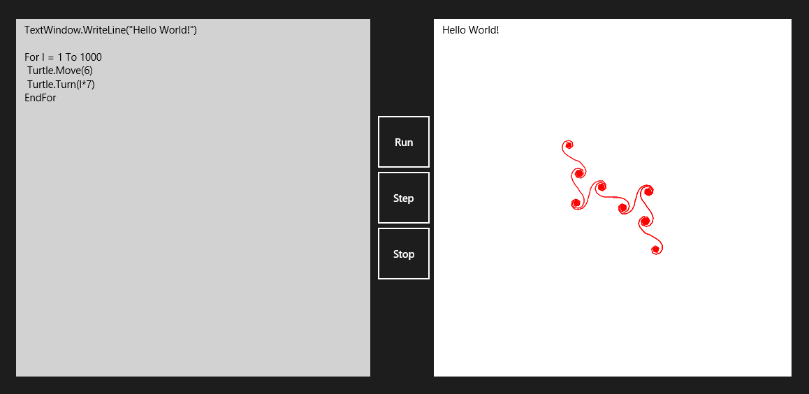 ptrelford's tweet image. Early prototype of Small Basic clone running in Windows Store :) #smallbasic