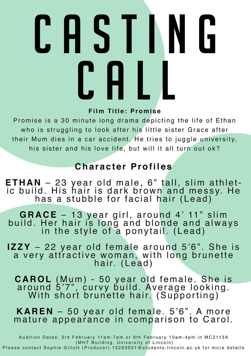 Sophie_Gillott's tweet image. CASTING CALL #lincoln #studentfilm #singlecamera #universityoflincoln #actors #auditions @LincolnMedia