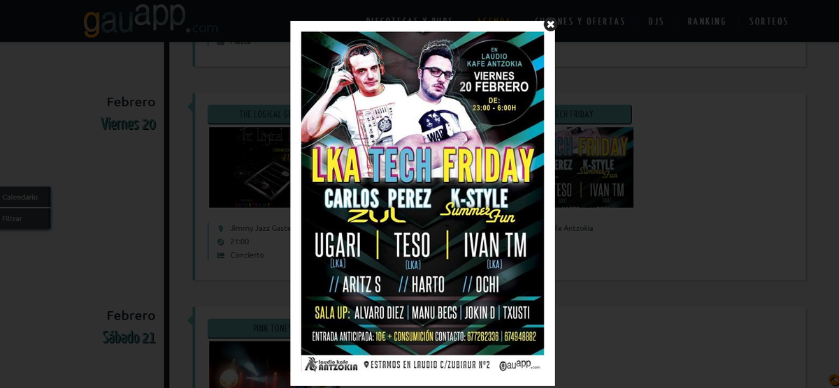 gauapp's tweet photo. Nuestros amig@s de @LKATECH_ no se andan con bobadas, cartelazo y listo! Con @carlosperezdj y @kstyledavid ! 20 Feb! http://t.co/7VPF7TiJER
