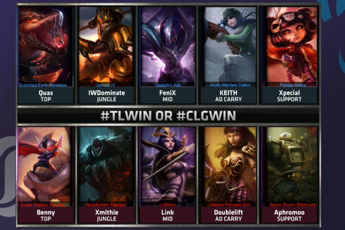 LoL Esports on Twitter: "Our featured match of the day is on the rift! Did  #CLGWIN or #TLWIN win picks and bans? http://t.co/UNRhCFmycy  http://t.co/whyArxvoLD" / Twitter