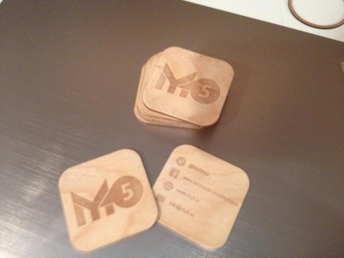 My5App's tweet image. Playing around and making some wood contact cards, love working with the laser engraver! @WoodKeeps