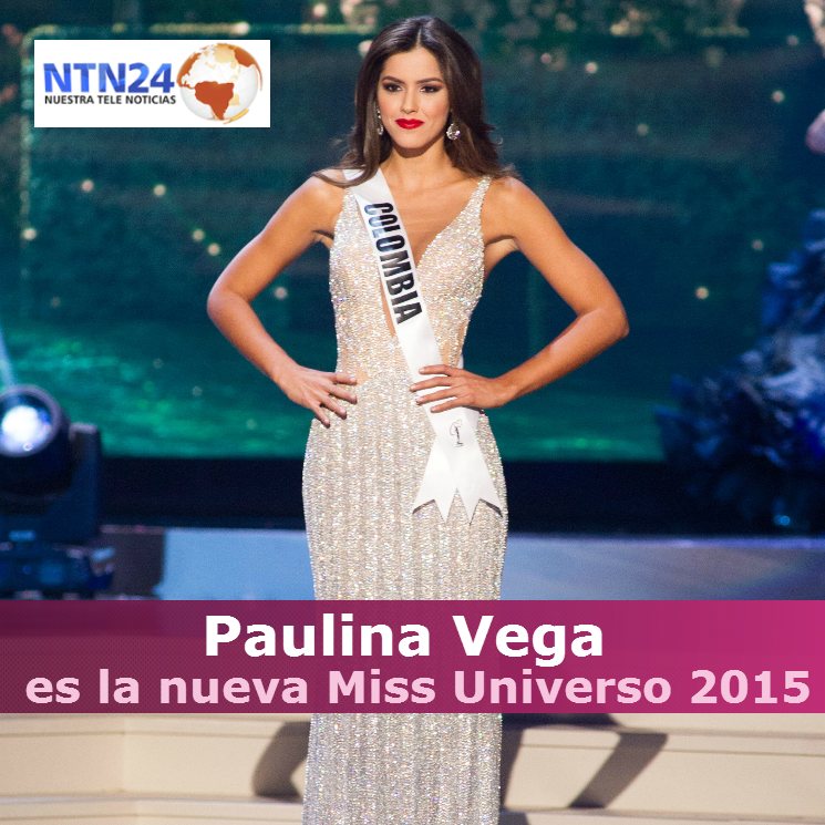NTN24's tweet photo. ATENCIÓN | Paulina Vega Dieppa, representante de Colombia, es la nueva Miss Universo 2015 http://t.co/dWFfWdZY3g http://t.co/Cq1FzgobUv