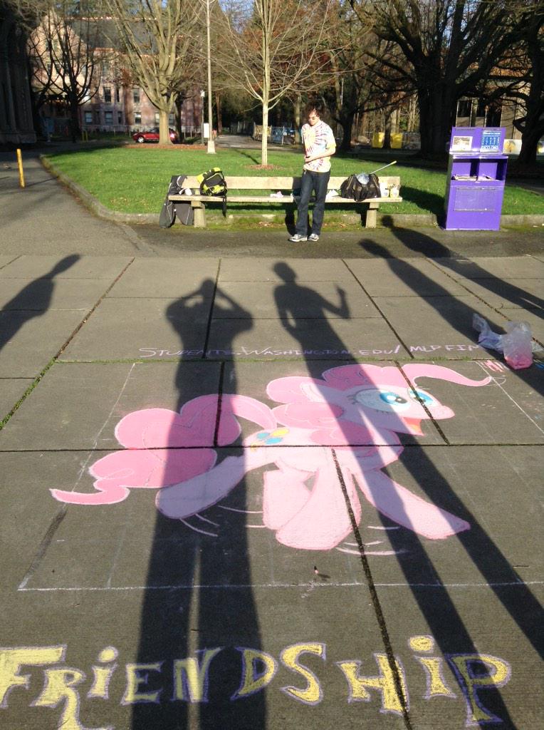 Did an awesome chalk drawing of Pinkie Pie today with the UW Pony Club!!