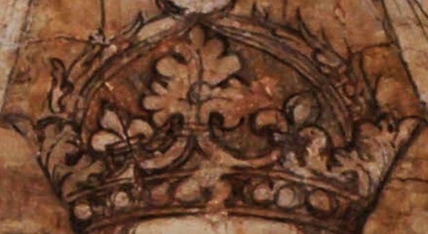Henry_the_Eight's tweet photo. I have always liked my crown. Nice acanthus leaves. Look a bit familiar? Just a little bit Holbein? http://t.co/AHakv1Q3FB