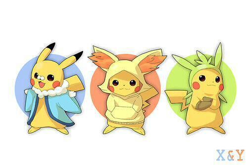 NintendoHumor's tweet photo. Kalos starters Pikachu edition: http://t.co/Pyv4n5g8f4