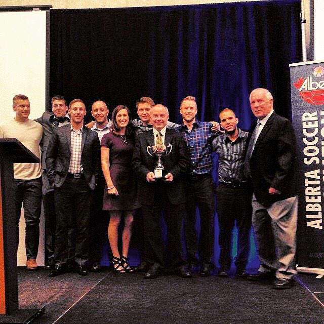 LethbridgeFC's tweet photo. The gents recognized as AMSL league champions at the ASA awards http://t.co/5QEem5ZQ6s