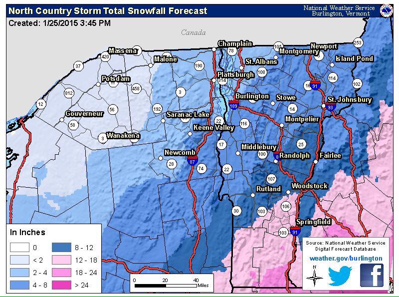 weathervt's tweet image. #Snowtotal Forecast for the #WinterStorm that will hit #Vermont tomorrow into Wednesday @stcn_stc