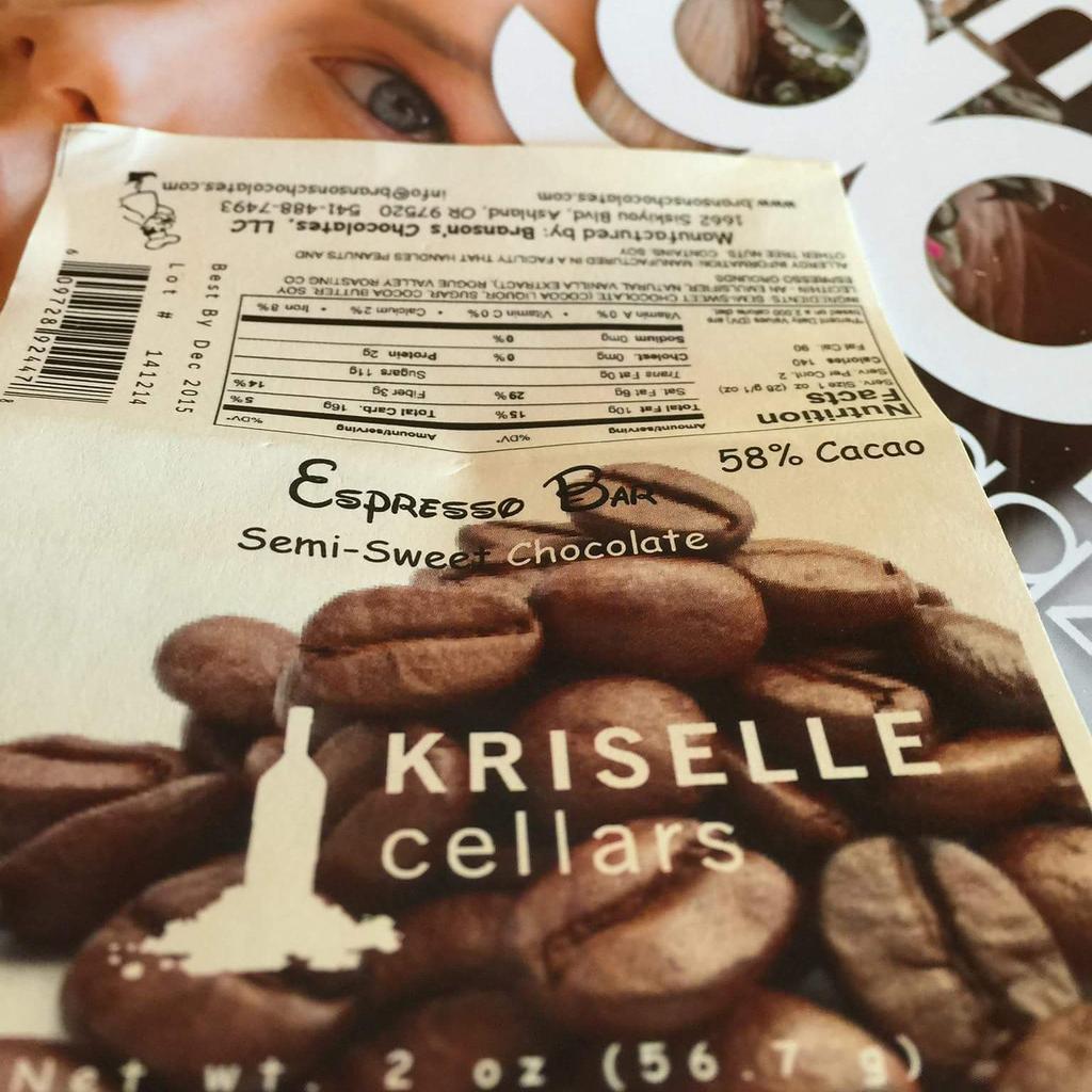 Custom label for Kriselle Cellars.
#bransonschocolates #krisellecellars  #customlabels #espresso #chocolate