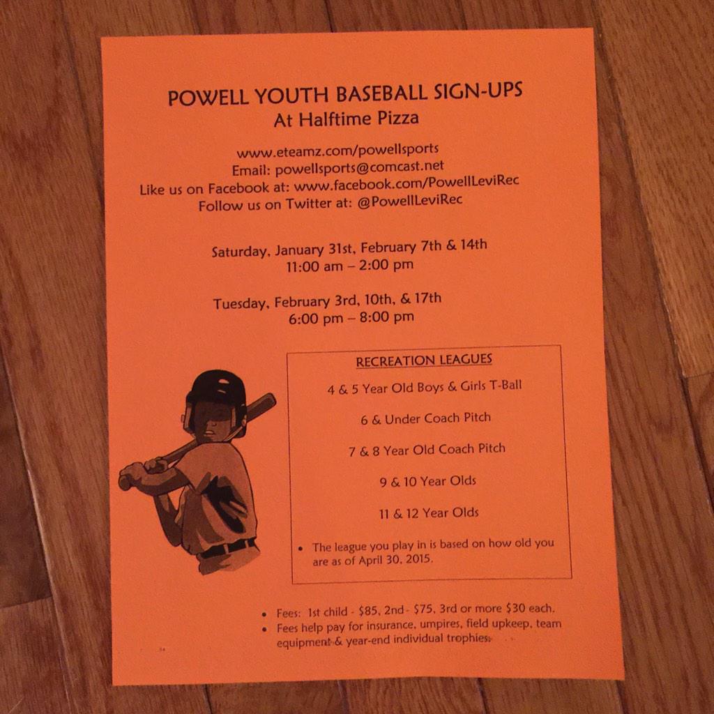 PowellLeviRec's tweet photo. Be on the lookout for this in your child's backpack this week! First day of signups is this Saturday! http://t.co/gMC282yLsm