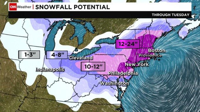 Snow up to 3 Feet and HURRICANE-like Wind could slam Boston &amp; NY Tuesday. https://t.co/P9JglJ0upT  NOTE:<a href="/tag/thanksall"class="tags"><span>#thanksall</span></a>