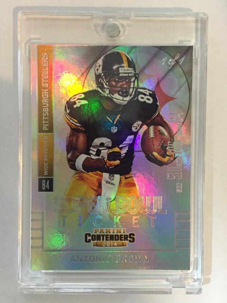 BandMCards's tweet image. Congrats @thomaslavoie2 on your 2014 Panini Contenders Football Antonio Brown SB Ticket 1/1 from tonight's break!