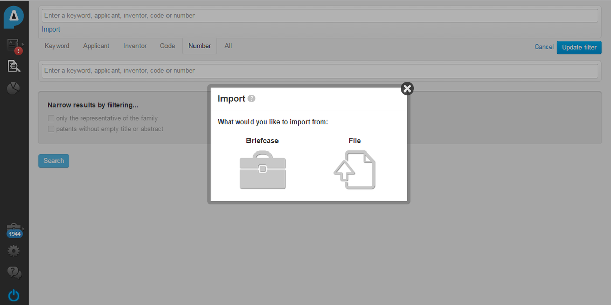 PatentInspire's tweet photo. Import the patent numbers you need for you filter straight from #Excel or CSV #patents http://t.co/czDhBcANSz http://t.co/Vjz2MSRbdM